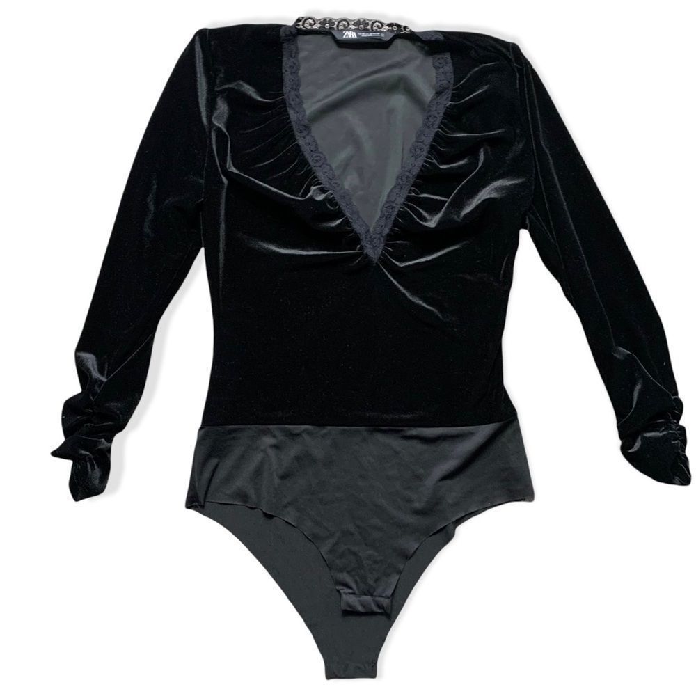 💥CLEARANCE SALE!!!⚡️ ZARA Black Velvet Body Suit NWOT. Sz XS - Picture 2 of 7